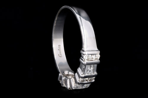 Modern 14K White Gold 1 Carat Tapered Baguette & Round Brilliant Diamond Wedding Band - Queen May