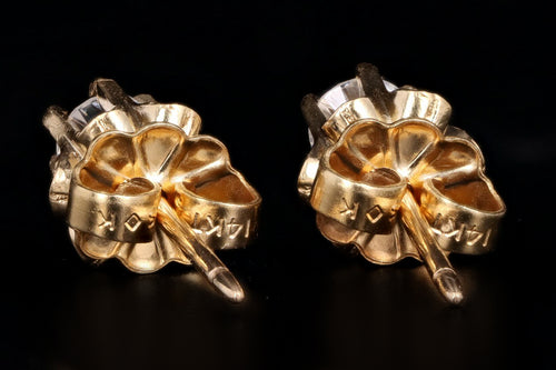 Victorian Inspired 14K Yellow Gold .30 Carat Total Weight Diamond Belcher Stud Earrings - Queen May