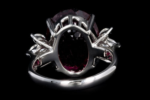 Retro Platinum 8.78 Carat Oval Rubellite Tourmaline & Diamond Ring - Queen May