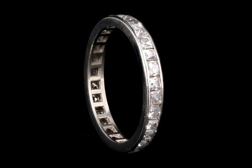 Art Deco 14K White Gold 1.5 Carat Total Weight French Cut Diamond Channel Eternity Wedding Band - Queen May