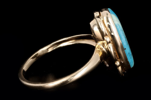 Vintage 10K Yellow Gold Turquoise Inlay Ring - Queen May
