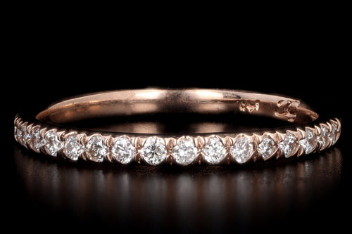 14K Gold 0.21 Carat Round Brilliant Diamond Half Eternity Wedding Band - Queen May