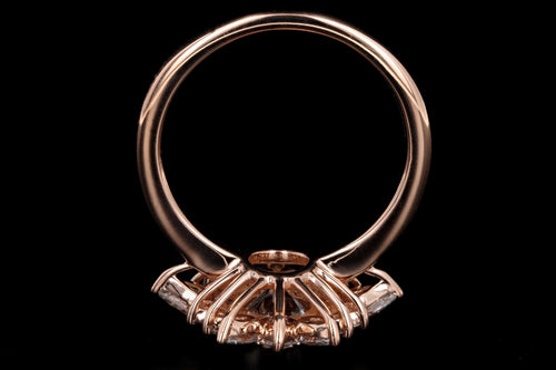 18K Rose Gold .96 Carat Old European Cut Diamond Fan Engagement Ring - Queen May