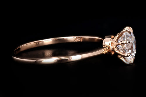 Vintage Inspired 18K Rose Gold .91 Carat Round Brilliant Diamond Engagement Ring GIA Certified - Queen May