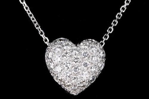 Modern 14K White Gold .30 Carat Total Weight Diamond Heart Pendant Necklace - Queen May