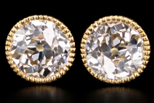 New 18K Yellow Gold 1.27 Carat Total Weight Diamond Bezel Stud Earrings GIA Certified - Queen May
