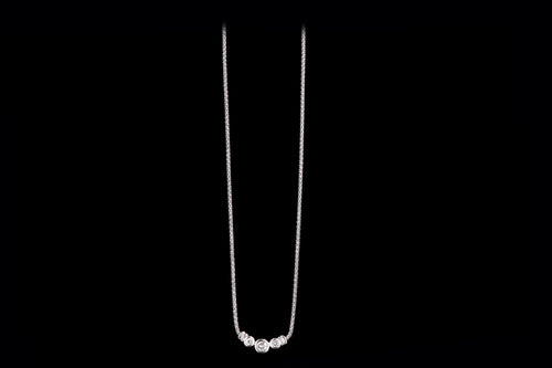 Modern 14K White Gold .30 Carat Round Brilliant Diamond Necklace - Queen May