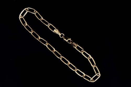 New Solid 14K Yellow Gold Paperclip Chain Bracelet - Queen May