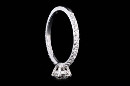 New 14K White Gold .62 Carat Old European Cut Diamond French Halo Engagement Ring - Queen May