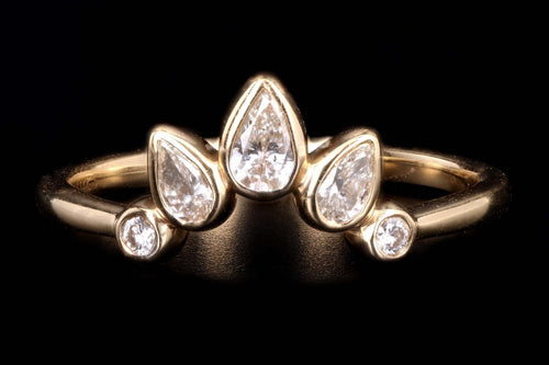 14K White, Rose or Yellow Gold 0.38 Carat Pear Diamond Contour Band - Queen May