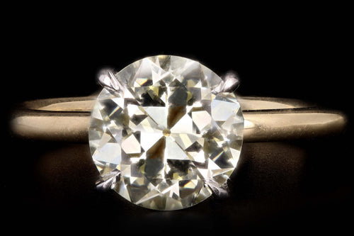 New Handmade Platinum & 18K Yellow Gold 2.34 Carat Old European Cut Diamond Engagement Ring - Queen May