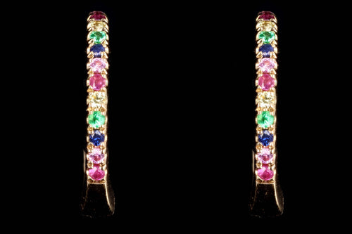 New 14K Yellow Gold Rainbow Huggie Earrings - Queen May