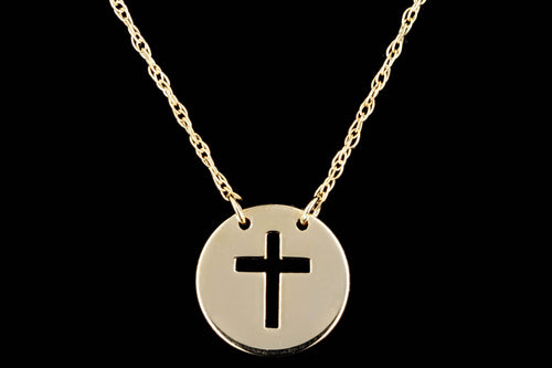 New 14K Gold Cross Pendant Necklace - Queen May