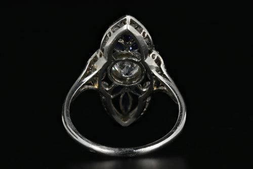 Rare Art Deco Platinum .5 Carat Old European Cut Diamond & Natural Sapphire Ring - Queen May