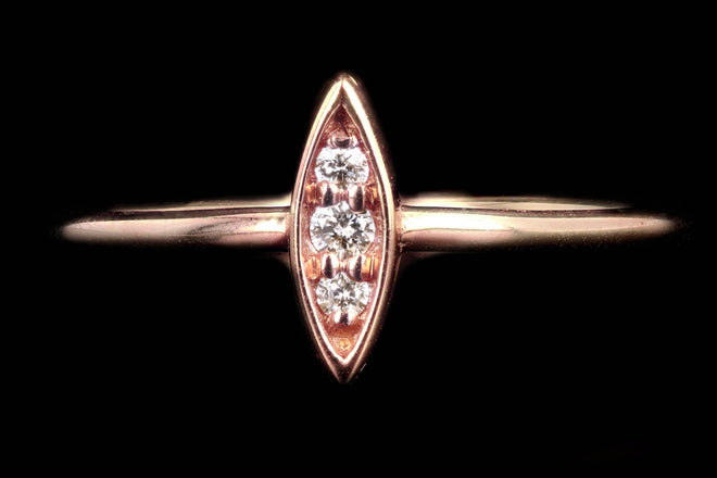 14K White, Yellow or Rose Gold Diamond Marquise Shape Ring - Queen May