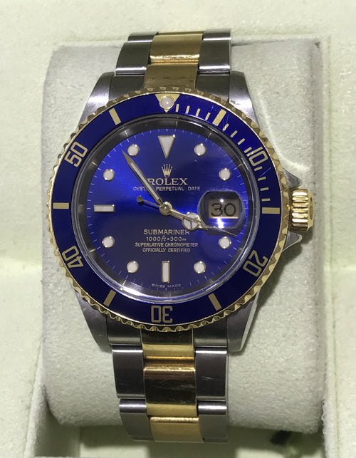 Rolex Submariner Two Tone Blue Face model 16613 Circa 2005 - Queen May