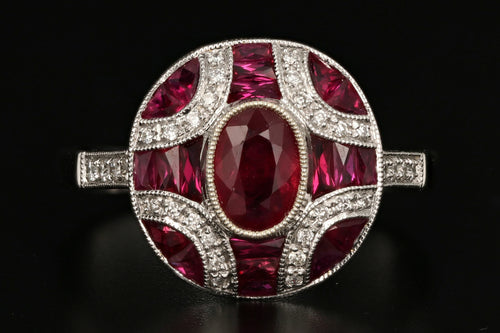 Art Deco Style 18K White Gold .40 Carat Ruby and Diamond Ring - Queen May