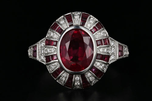 Modern 14K White Gold 2.11 Carat Natural Burma Ruby & Diamond Ring GIA Certified - Queen May