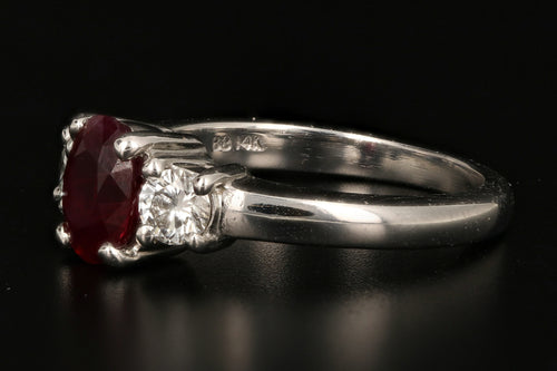 Modern 14K White Gold .75 Carat Natural Ruby and Diamond Ring - Queen May