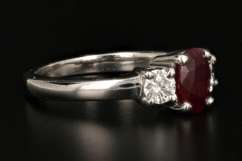 Modern 14K White Gold .75 Carat Natural Ruby and Diamond Ring - Queen May