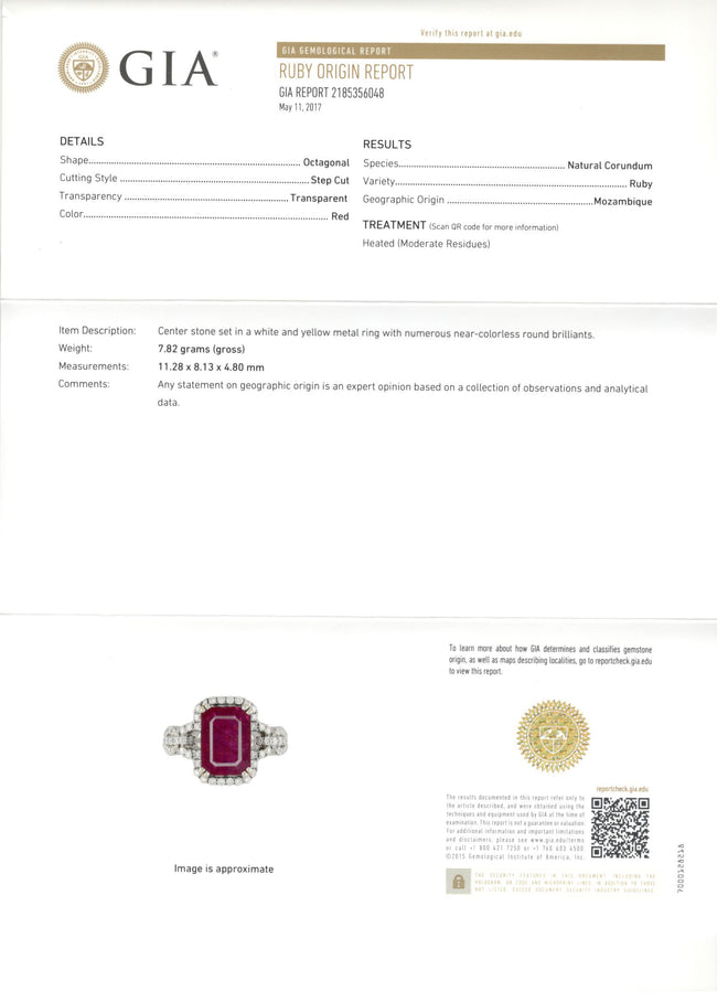 4.5 Carat Natural Ruby in 18K White Gold & Diamond Setting Ring GIA Certified - Queen May