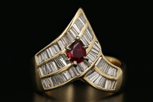 Vintage 18K Yellow Gold .50 Carat Ruby and Diamond Ring - Queen May