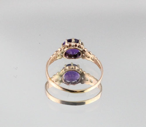 Victorian 14K Rose Gold Siberian Old European Cut Amethyst Engagement Ring 1.25 ctw - Queen May