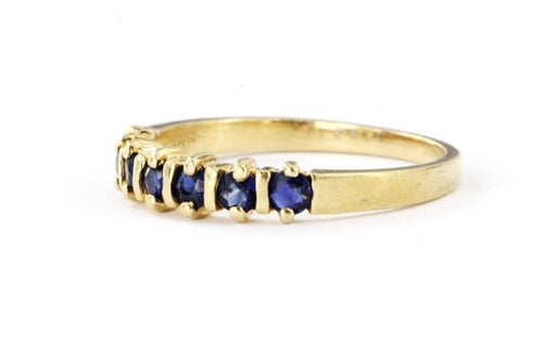Vintage 14K Gold Sapphire Wedding Band Ring - Queen May