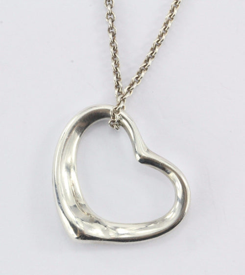 Vintage Tiffany & Co Sterling Silver Elsa Peretti Open Heart Pendant Necklace - Queen May