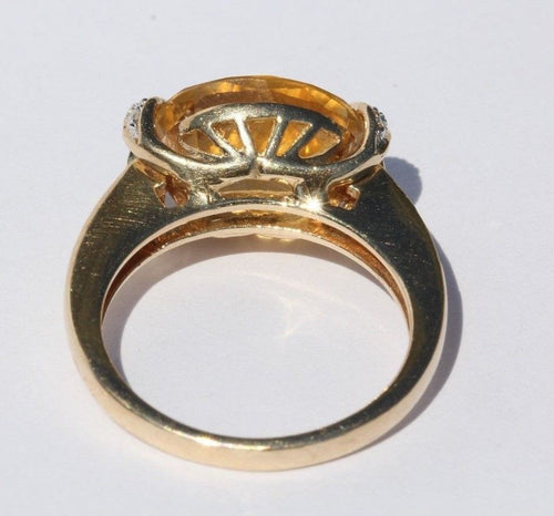 14K Gold 3.5 carat Citrine & Diamond Ring 3.75 TCW - Queen May