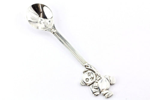 Tiffany & Co. Sterling Silver Teddy Bear Baby Child Feeding Spoon With Box Pouch - Queen May