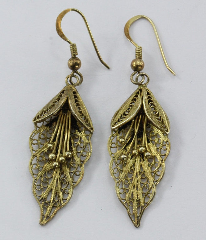 Vintage Gold Washed Sterling Silver Art Nouveau Lily Earrings - Queen May