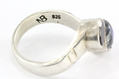 Vintage Sterling Silver Garnet & Moonstone Ring - Queen May