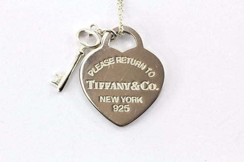 Tiffany & Co Sterling Silver Please Return To Heart Tag & Key Necklace - Queen May