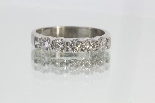 Antique Platinum & 5 Diamond Wedding Band Ring 3/4 CTTW Size 6.25 - Queen May