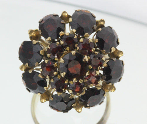 Antique Siam Chunky 14K Gold & Garnet Blooming Cocktail Ring 11 Carats Total - Queen May