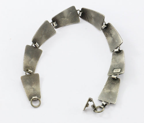 Vintage Sterling Silver Modernist Beau Sterling Link Bracelet - Queen May