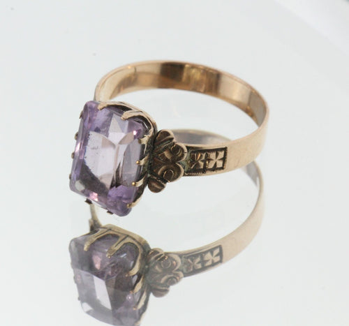 Antique Victorian 14K Rose Gold Lilac Purple Amethyst Ring - Queen May