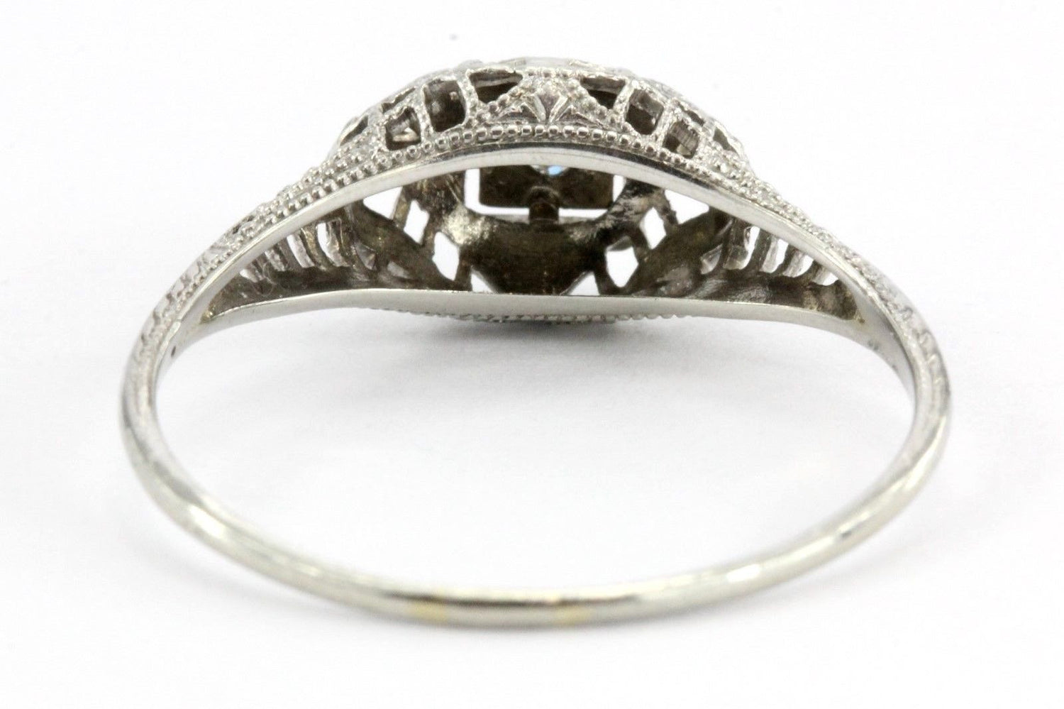 Antique Art Nouveau 18k White Gold & European Cut Diamond Engagement R ...