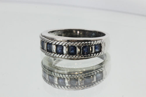 Vintage Sterling Silver & Sapphire Ring / Band - Queen May