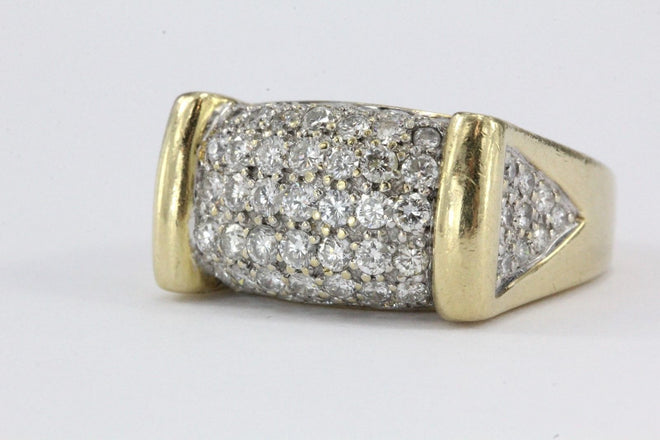 14K Gold 2 CTTW Pave Set Chunky Heavy Ring - Queen May