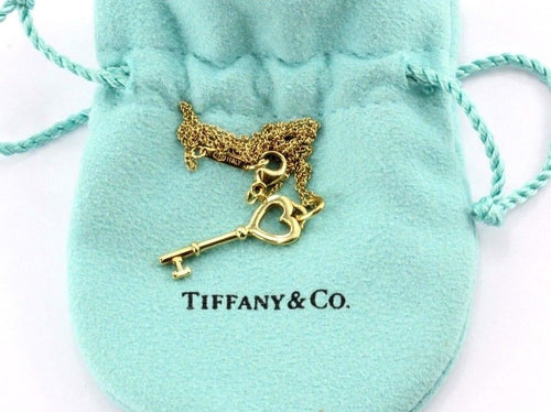 Tiffany & Co 18K Yellow Gold Heart Key Pendant And Necklace - Queen May