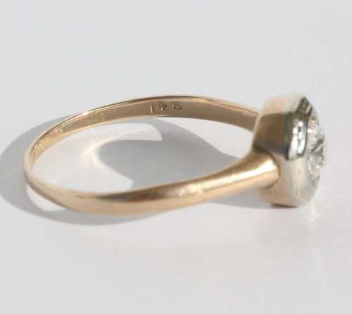 Antique Art Deco 14K Gold & Platinum Set Old Mine Cut Diamond Engagement Ring - Queen May