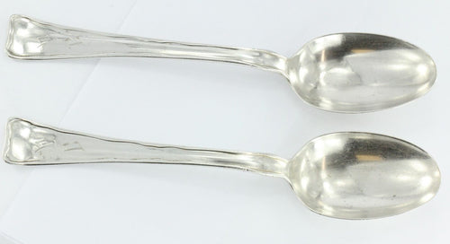 Antique Sterling Silver Pair Tiffany & Co. Lap over Edge Pattern Serving Spoons - Queen May