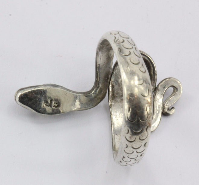 Vintage Sterling Silver Figural Adjustable Snake Ring - Queen May