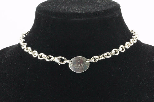 Tiffany & Co Sterling Silver Please Return To Tag Necklace 15.5" - Queen May