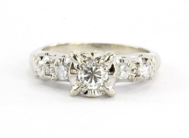 Antique 14K White Gold 1/2 CTTW Ehlers & Co of New York Art Deco Engagement Ring - Queen May