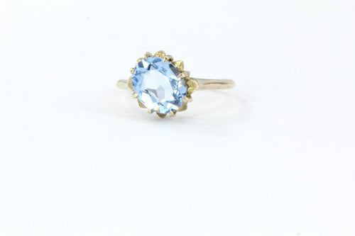 Vintage 10K Gold & Swiss Blue Topaz December Engagement Ring - Queen May