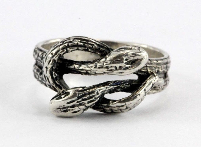 Vintage Sterling Silver Gothic Entwined Snakes Lovers Knot Ring - Queen May