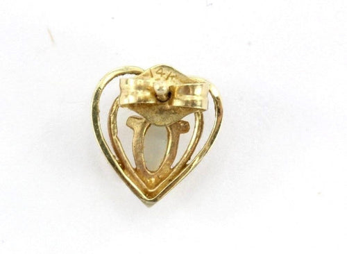 Vintage 14K Gold & Opal Double Heart Earring Studs - Queen May